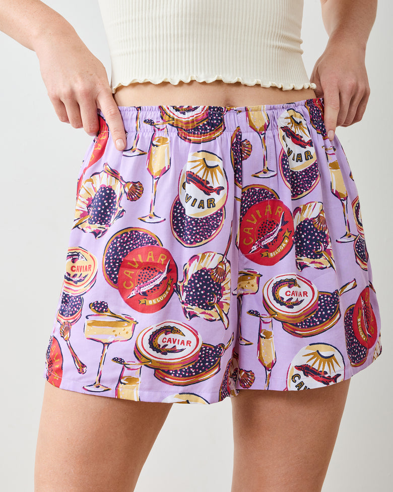 Champagne & Caviar - Eco Satin Boyfriend Boxer - Lavender Spritz - Printfresh