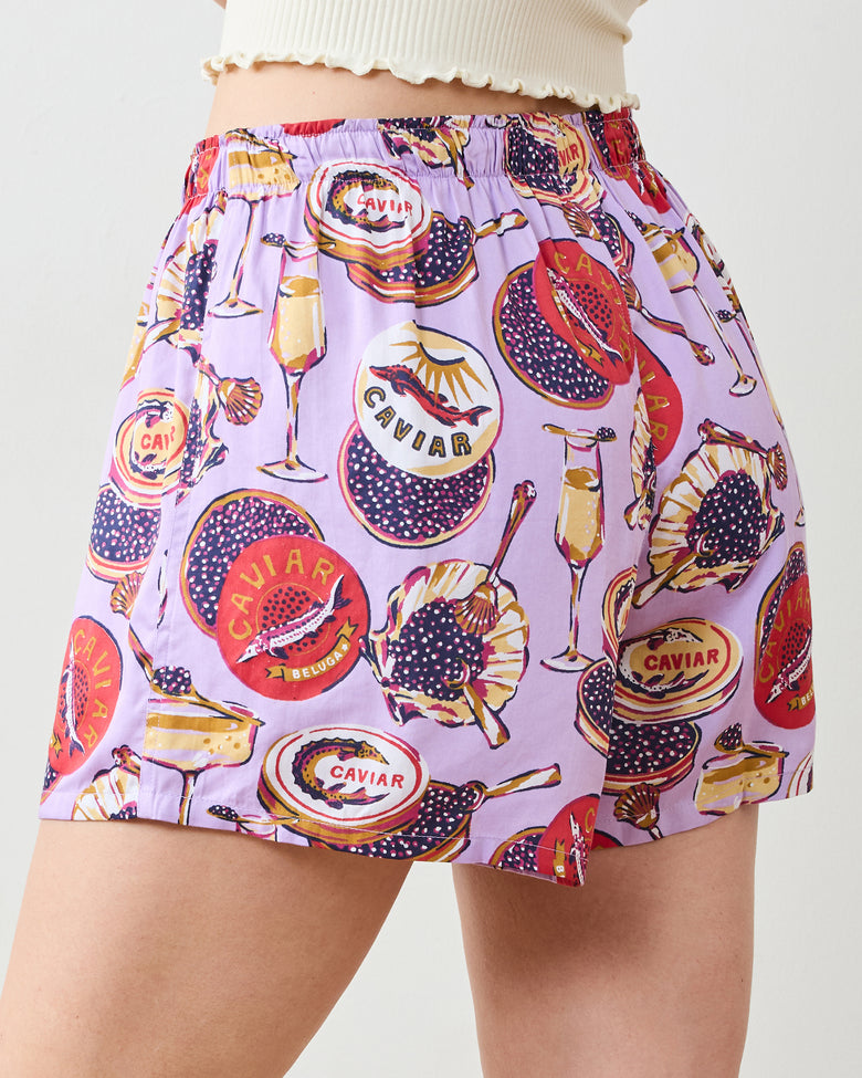 Champagne & Caviar - Eco Satin Boyfriend Boxer - Lavender Spritz - Printfresh
