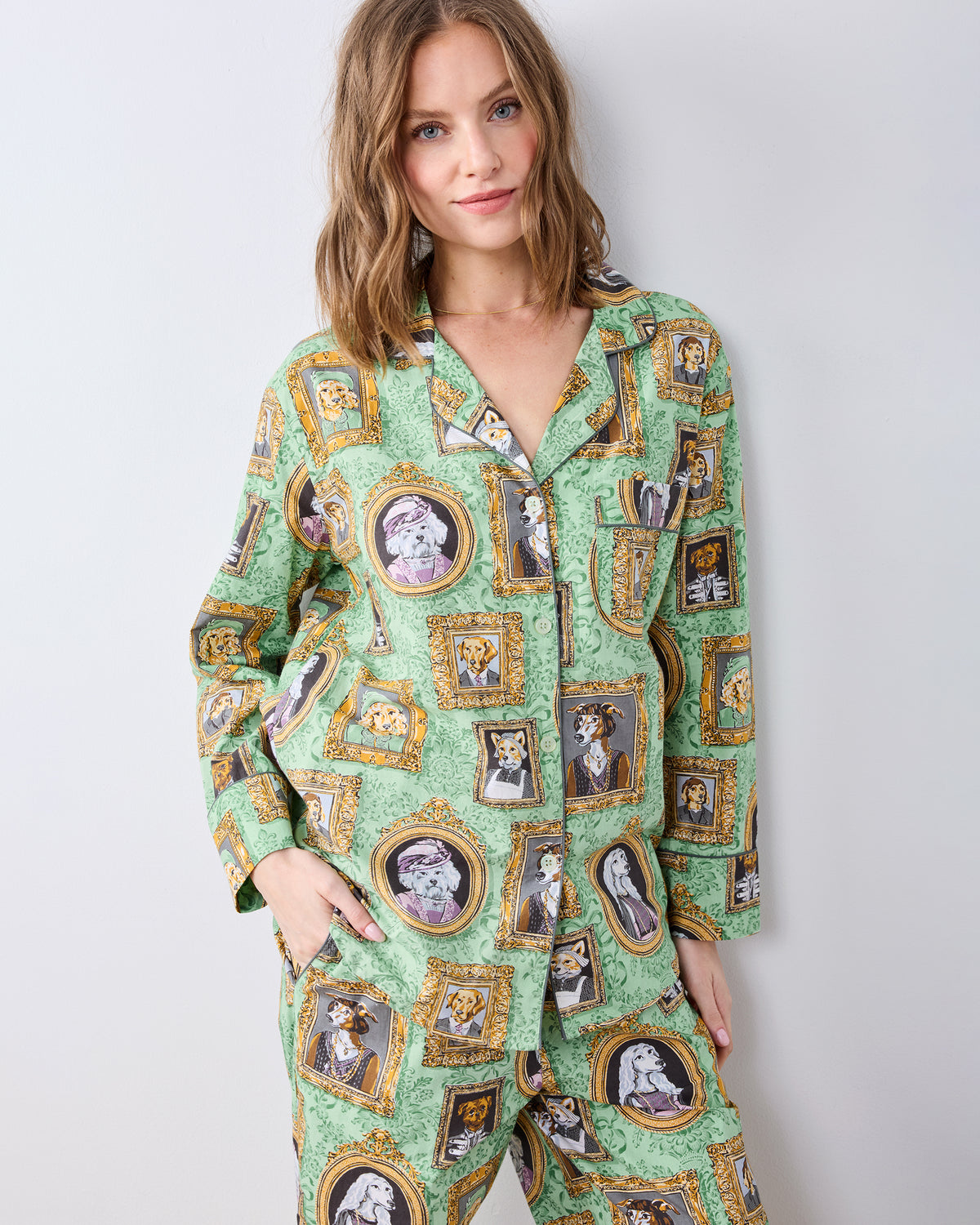 PF + Downton Abbey: The Grande Finale | Dogton Abbey - Long PJ Set - Green - Printfresh