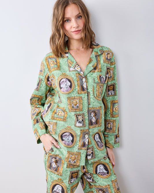PF + Downton Abbey: The Grande Finale | Dogton Abbey - Long PJ Set - Green - Printfresh