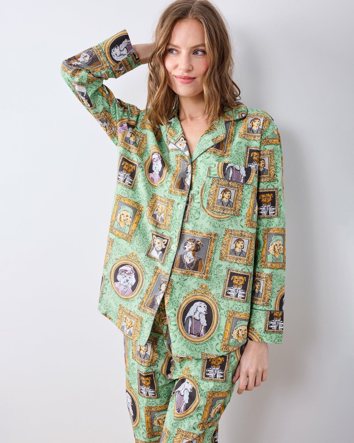 PF + Downton Abbey: The Grande Finale | Dogton Abbey - Petite Long PJ Set - Green - Printfresh