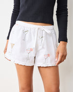 Martini Hour - Embroidered Ruffle Shorts - Cloud - Printfresh