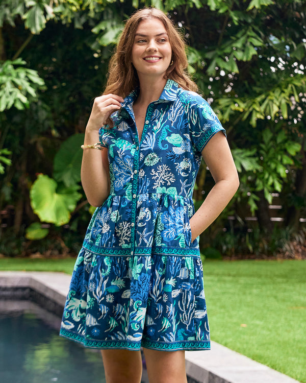 Oceania - Easy Elegance Dress - Navy - Printfresh