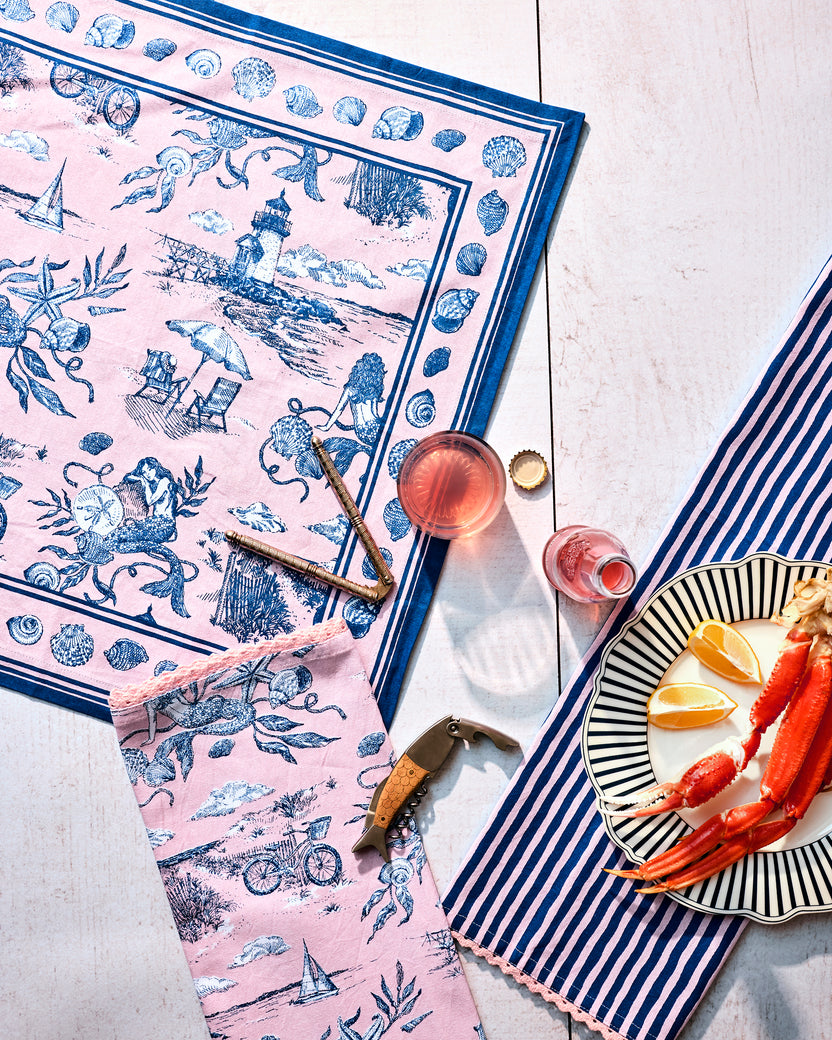 Mermaid Toile - Oversized Napkins Set of 4 - Blush - Printfresh