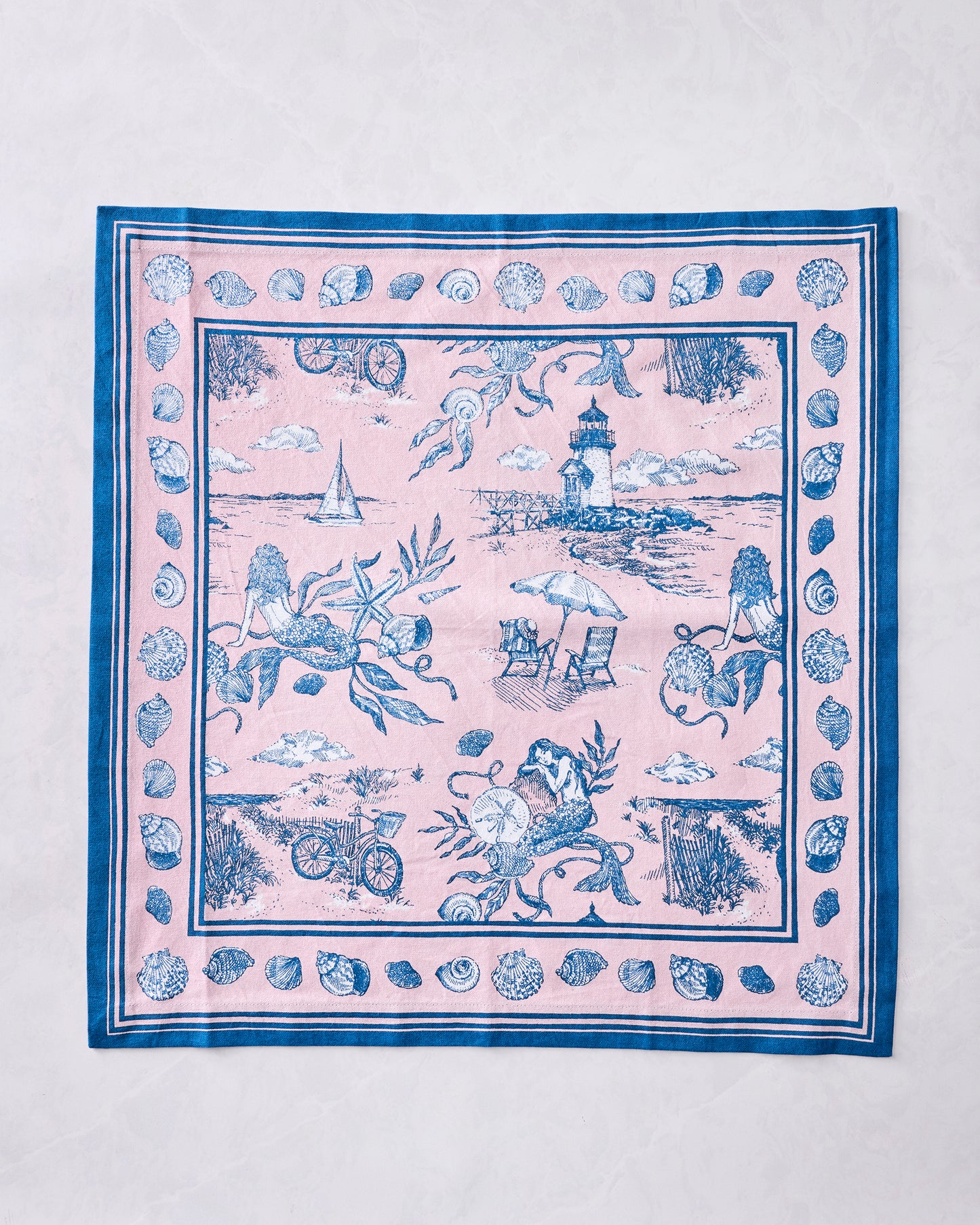 Mermaid Toile - Oversized Napkins Set of 4 - Blush - Printfresh