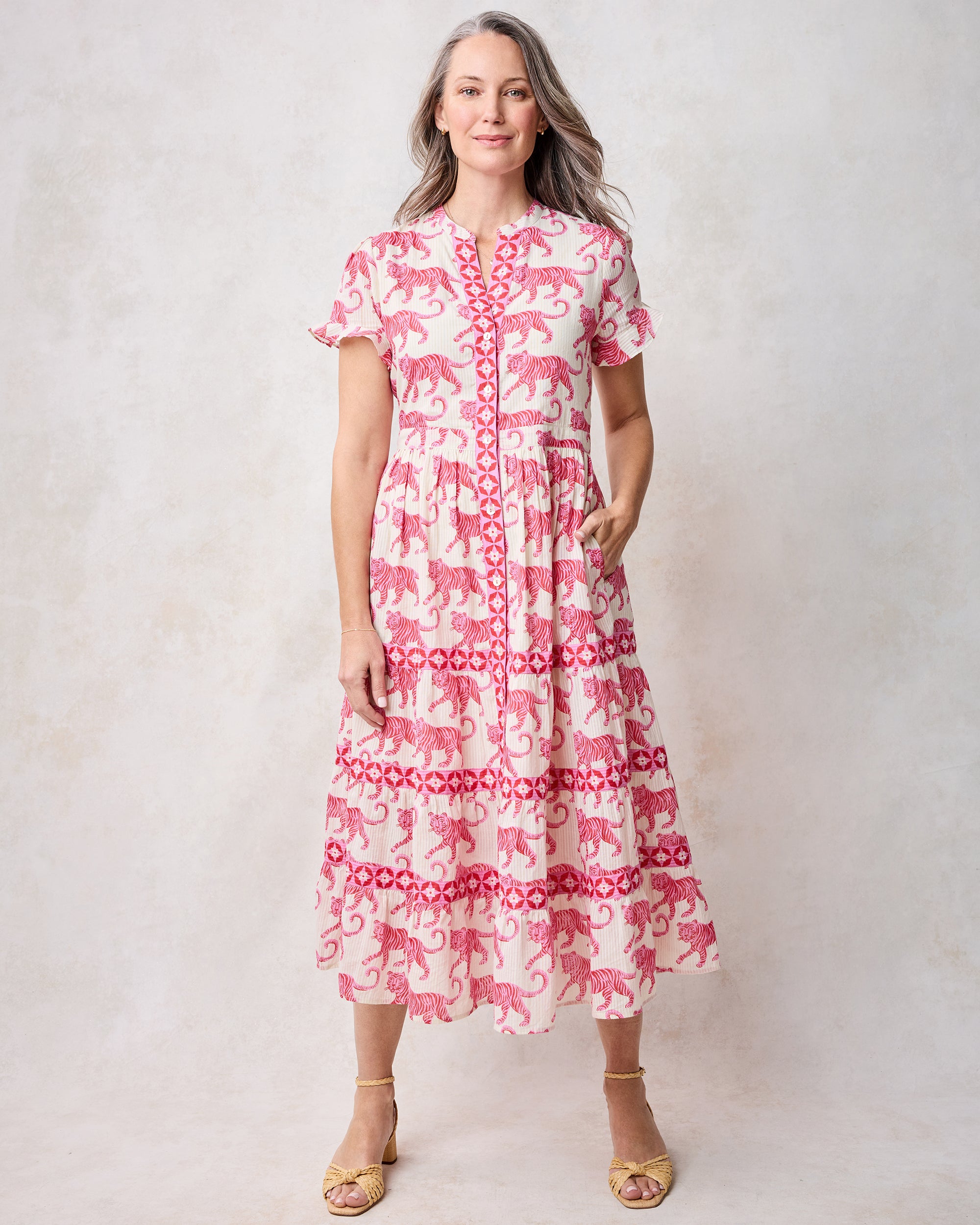 Cat Walk - Cornelia Dress - Coconut Cream - Printfresh