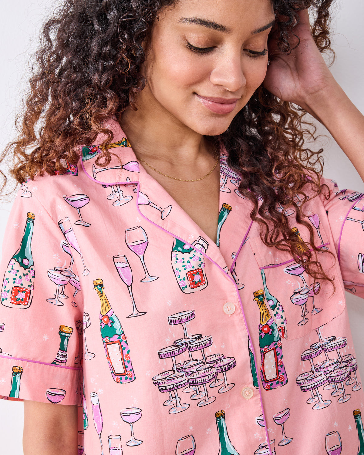 Champagne Tower - Short PJ Set - Peach Fizz - Printfresh