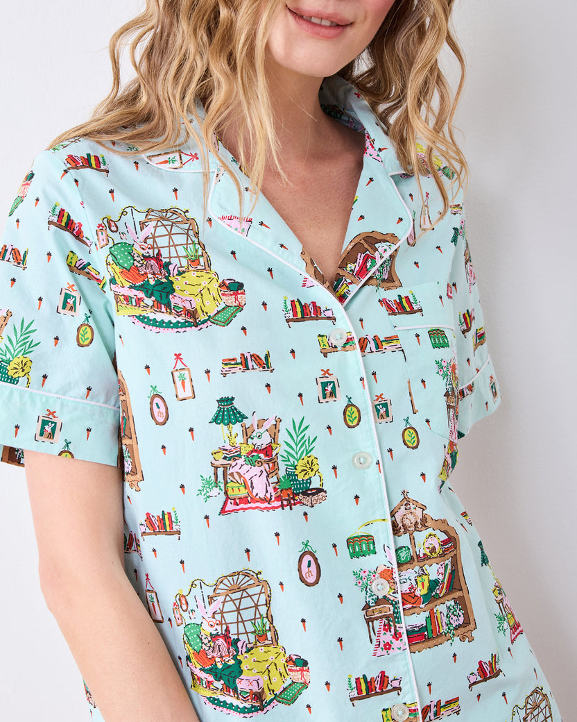 Reading Nook - Short PJ Set - Blue Burrow - Printfresh