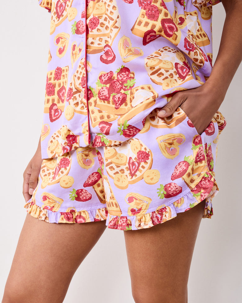 Waffles In Bed - Eco Satin Ruffle Set - Lavendar - Printfresh