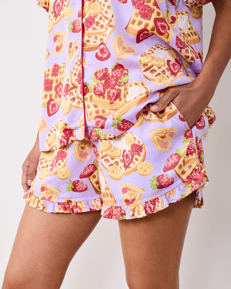 Waffles In Bed - Eco Satin Ruffle Set - Lavendar - Printfresh