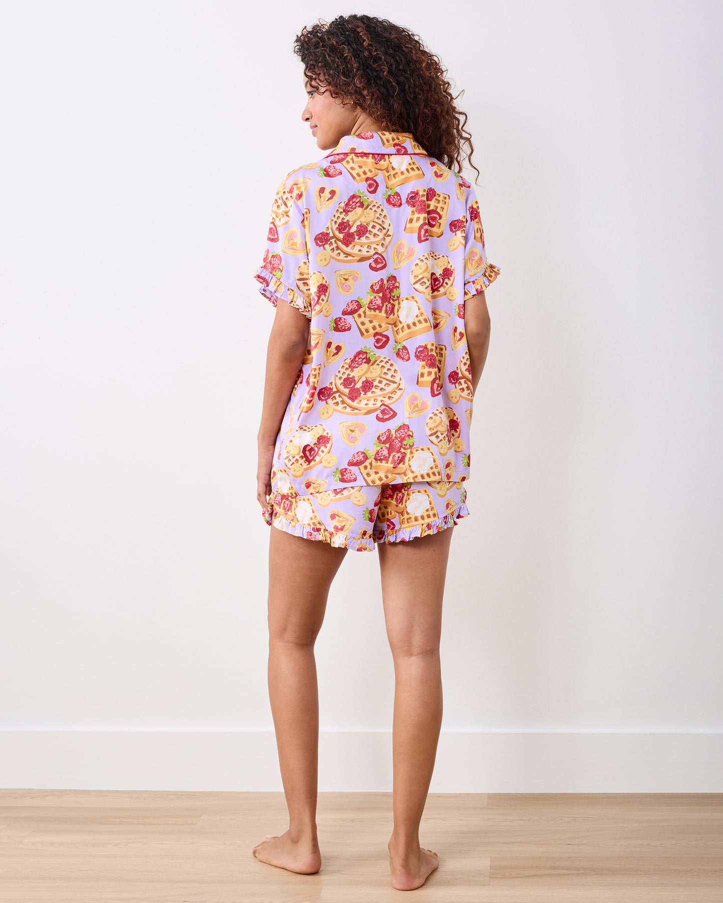 Waffles In Bed - Eco Satin Ruffle Set - Lavendar - Printfresh