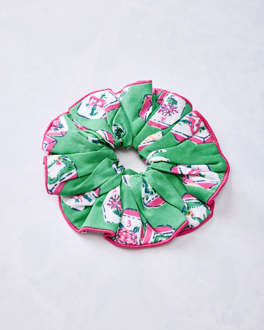 Lucky Tiles - Eco Satin Scrunchies - Peony Pink