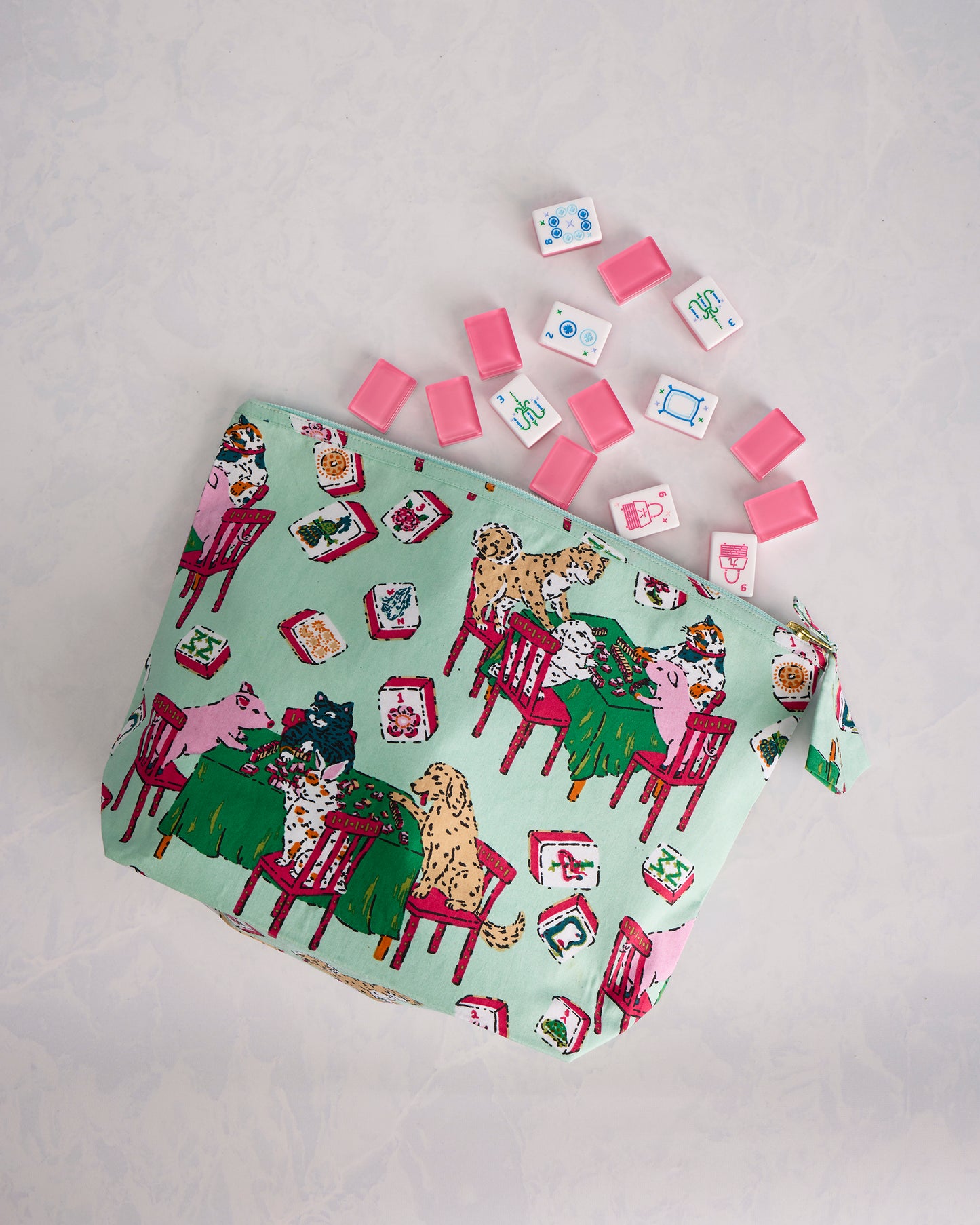 Mah Jongg Menagerie - The Essentials Pouch - Pale Jade