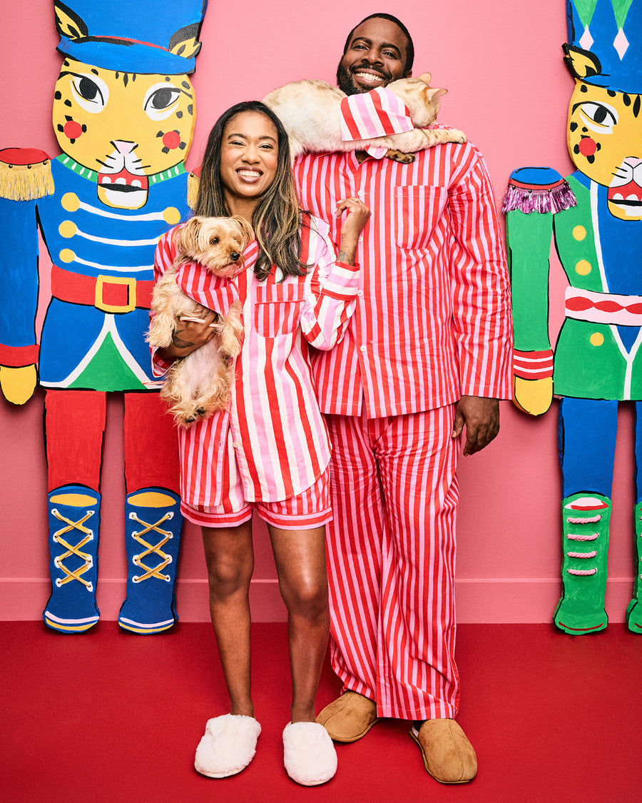 Gift Wrapping - Long Sleeve Top & Shorts Set - Peppermint Swirl - Printfresh