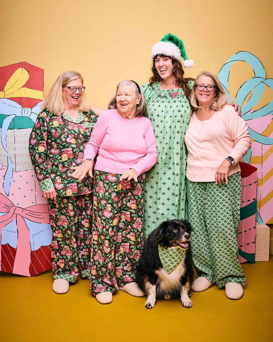 Holly Gifts - Lightweight Flannel Long PJ Set - Garland - Printfresh