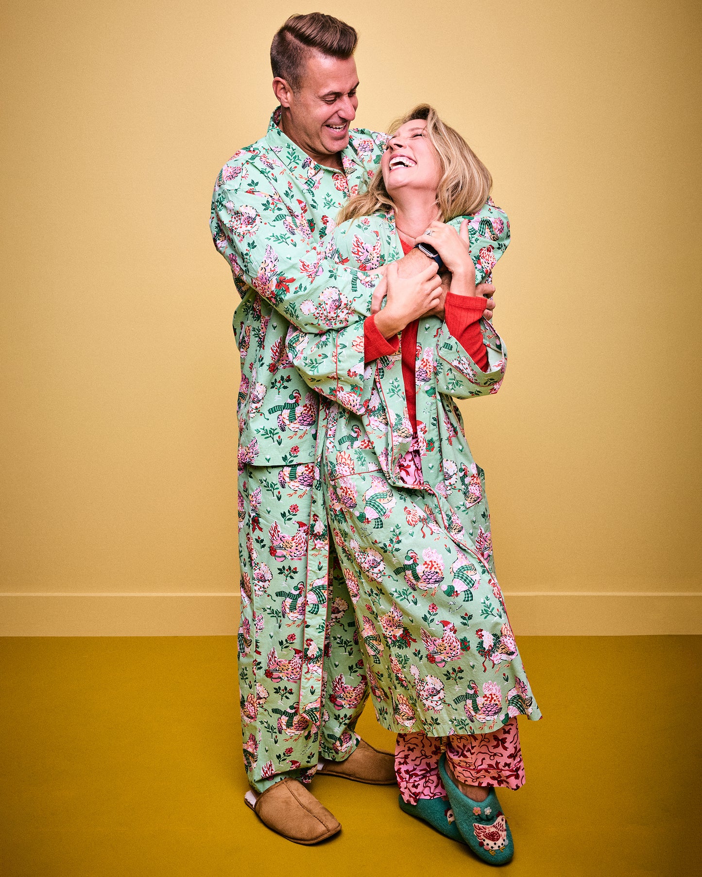 Holiday Hens - Men's Long PJ Set - Sage - Printfresh