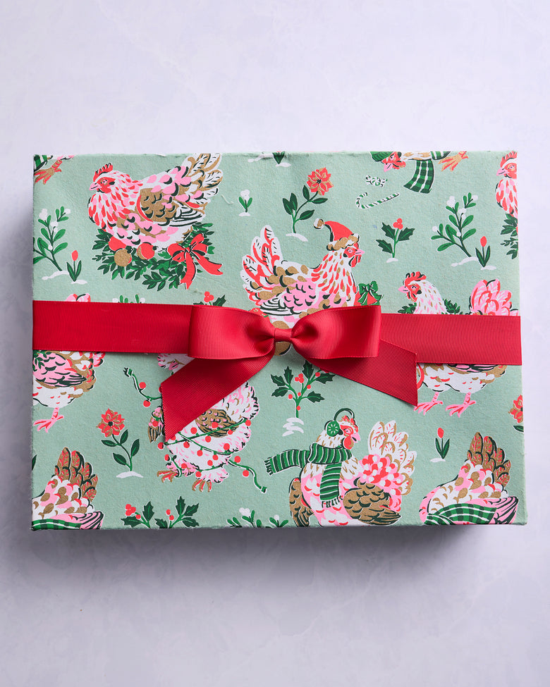 Holiday Hens - Paper Gift Box - Sage - Printfresh