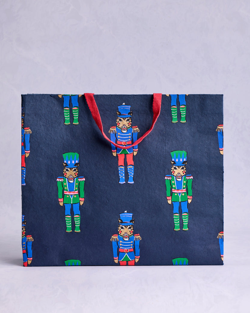 Leopard Nutcrackers - Handmade Gift Bag - Navy - Printfresh