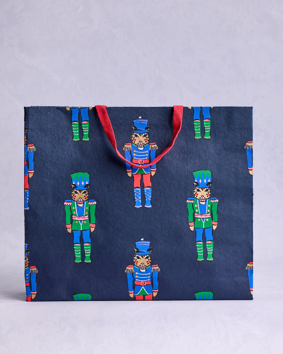 Leopard Nutcrackers - Handmade Gift Bag - Navy - Printfresh