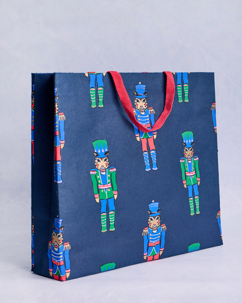 Leopard Nutcrackers - Handmade Gift Bag - Navy - Printfresh