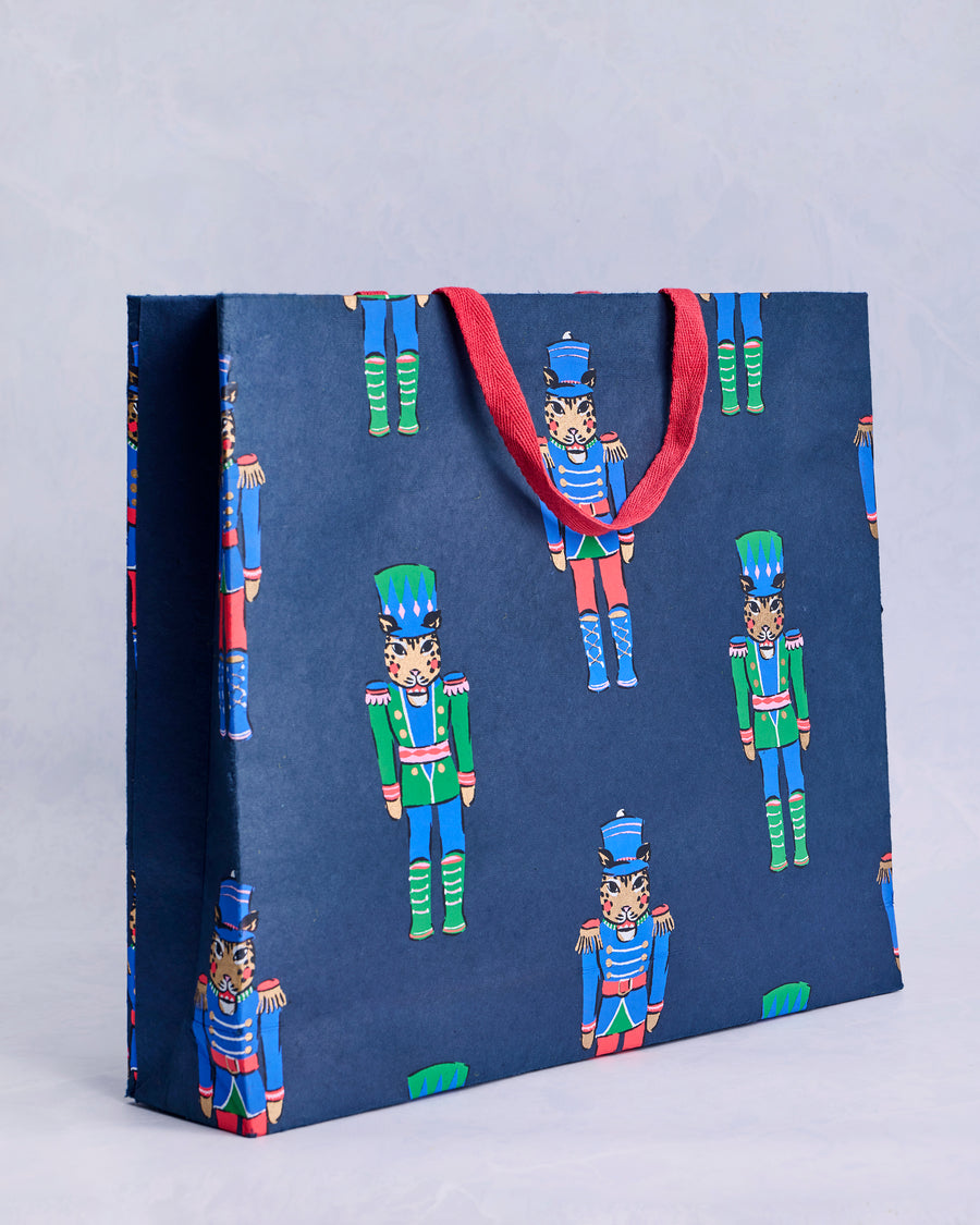 Leopard Nutcrackers - Handmade Gift Bag - Navy - Printfresh