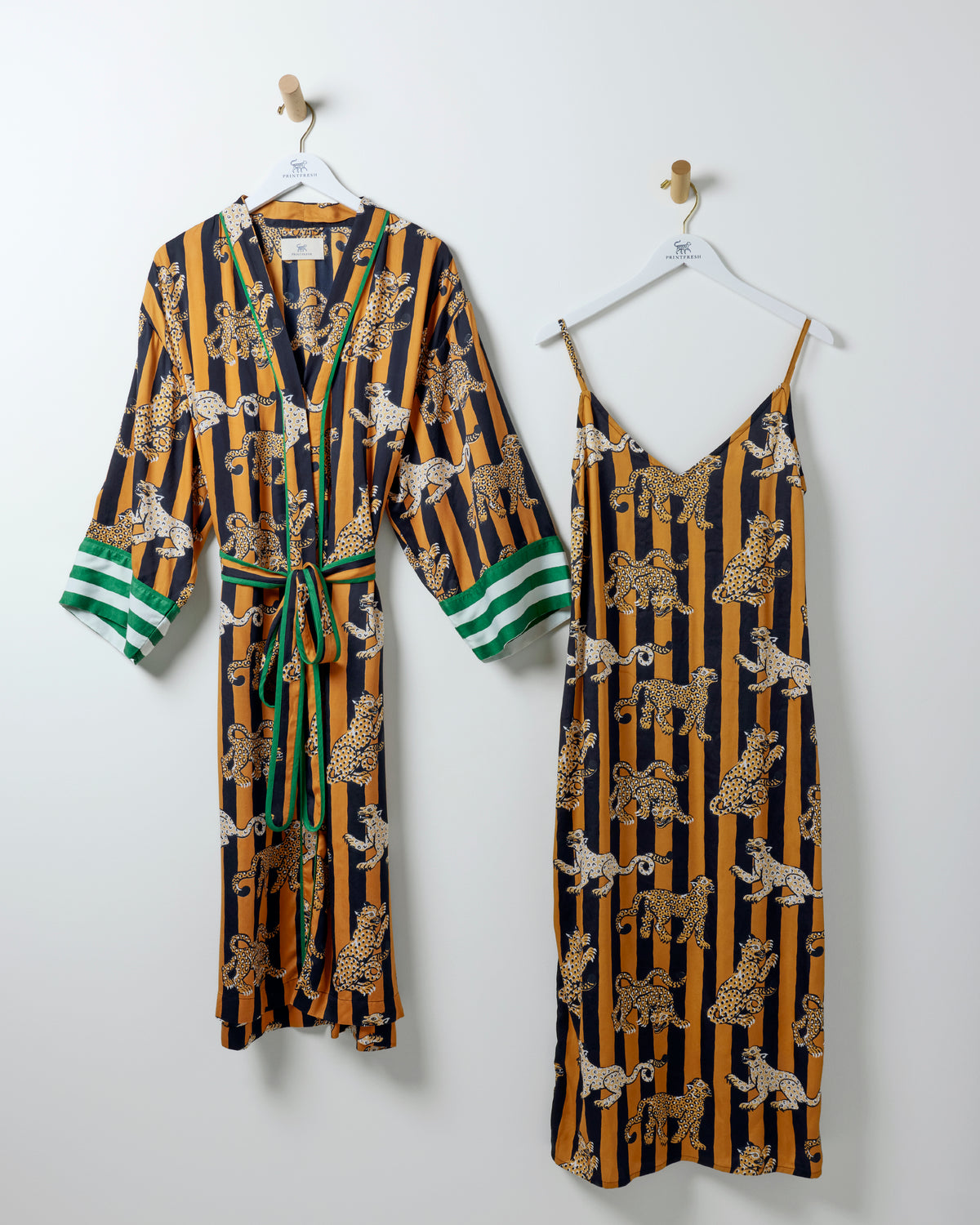 Leopard Stripes - Eco Satin Robe & Chic to Sleep Bundle - Butterscotch