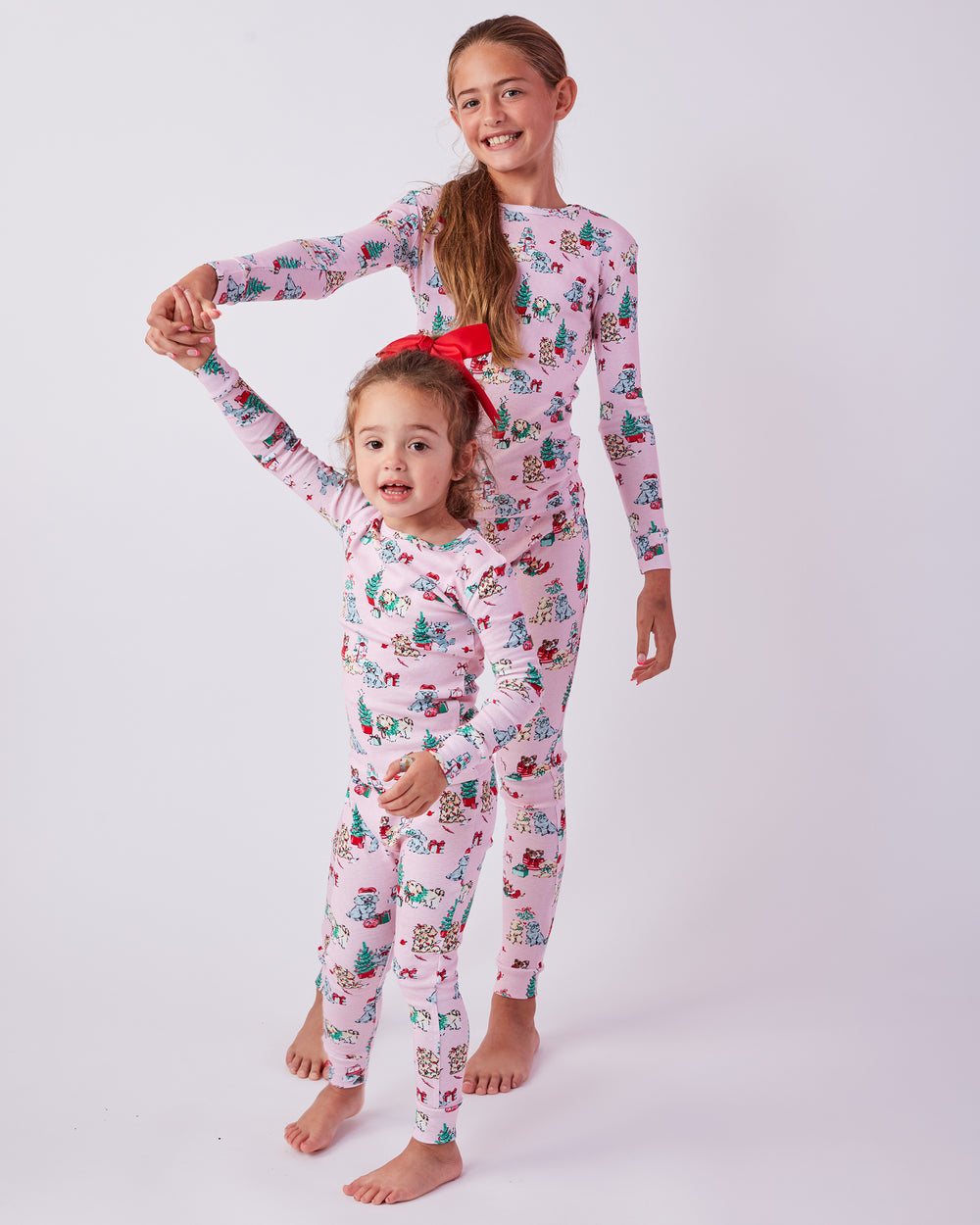 PF x The Hiltons Christmas Poodle Party - Kids PJ Set - Rose - Printfresh