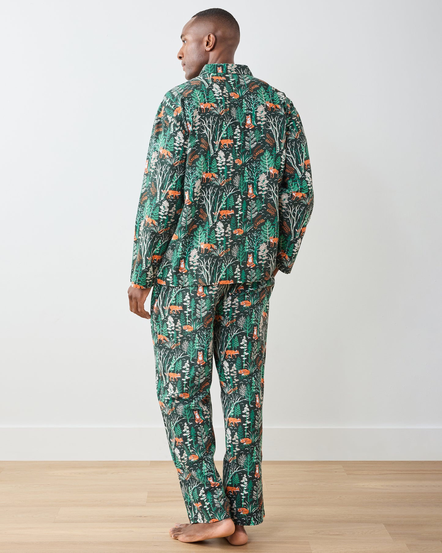 Fox & Folklore - Men's Lightweight Flannel Long PJ Set - Juniper - Printfresh