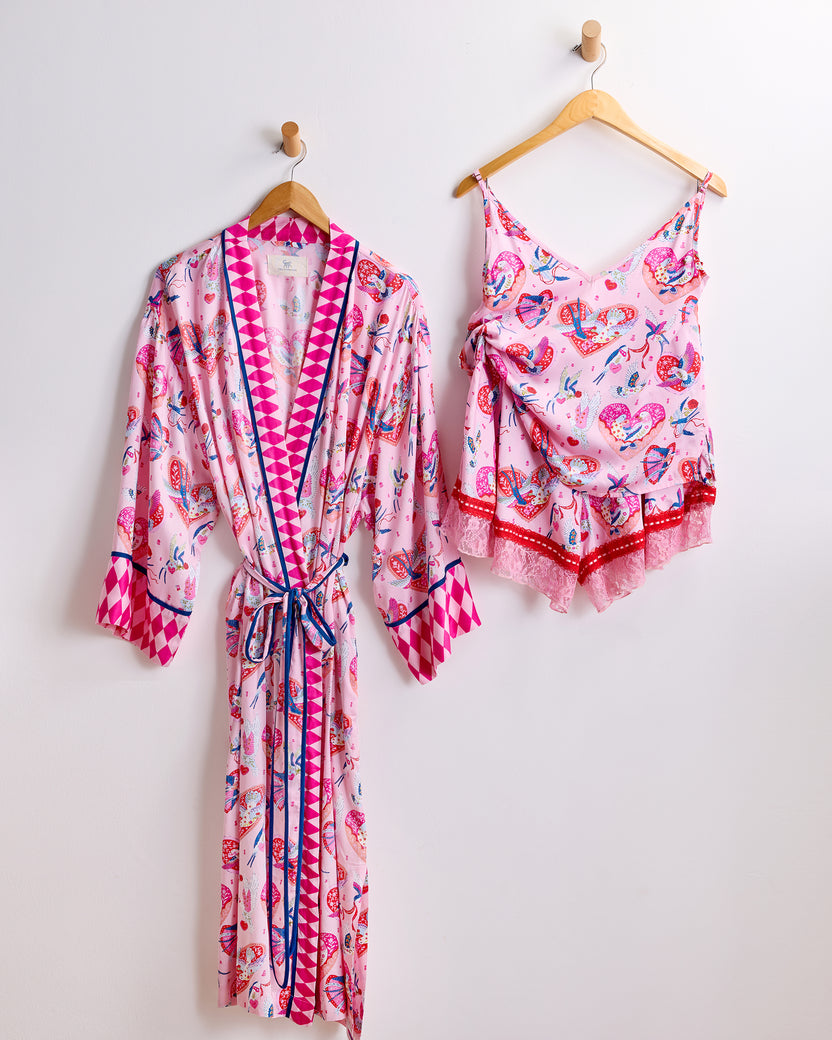 Swooning Sparrows - Eco Satin Robe & Pamela set Bundle - Multi - Printfresh