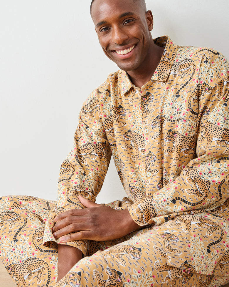Bagheera - Men's Lightweight Flannel Long PJ Set - Tobacco - Printfresh