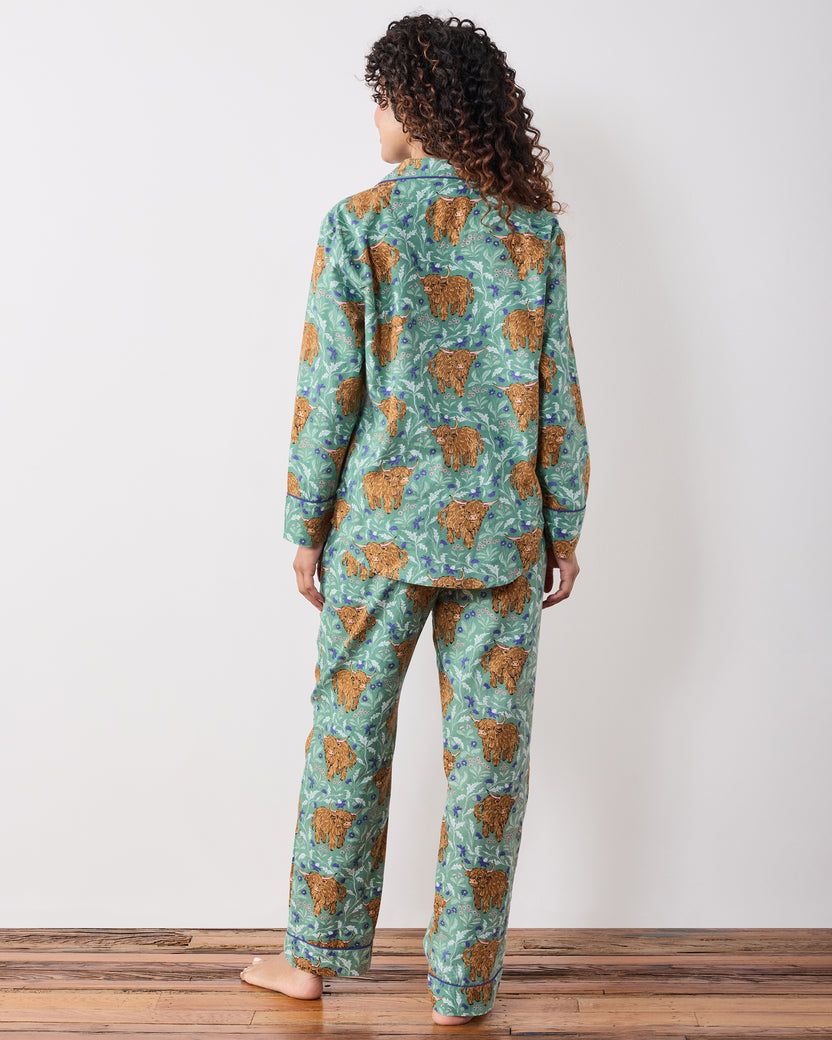 Highland Cows - Petite Lightweight Flannel Long PJ Set - Soft Thistle
