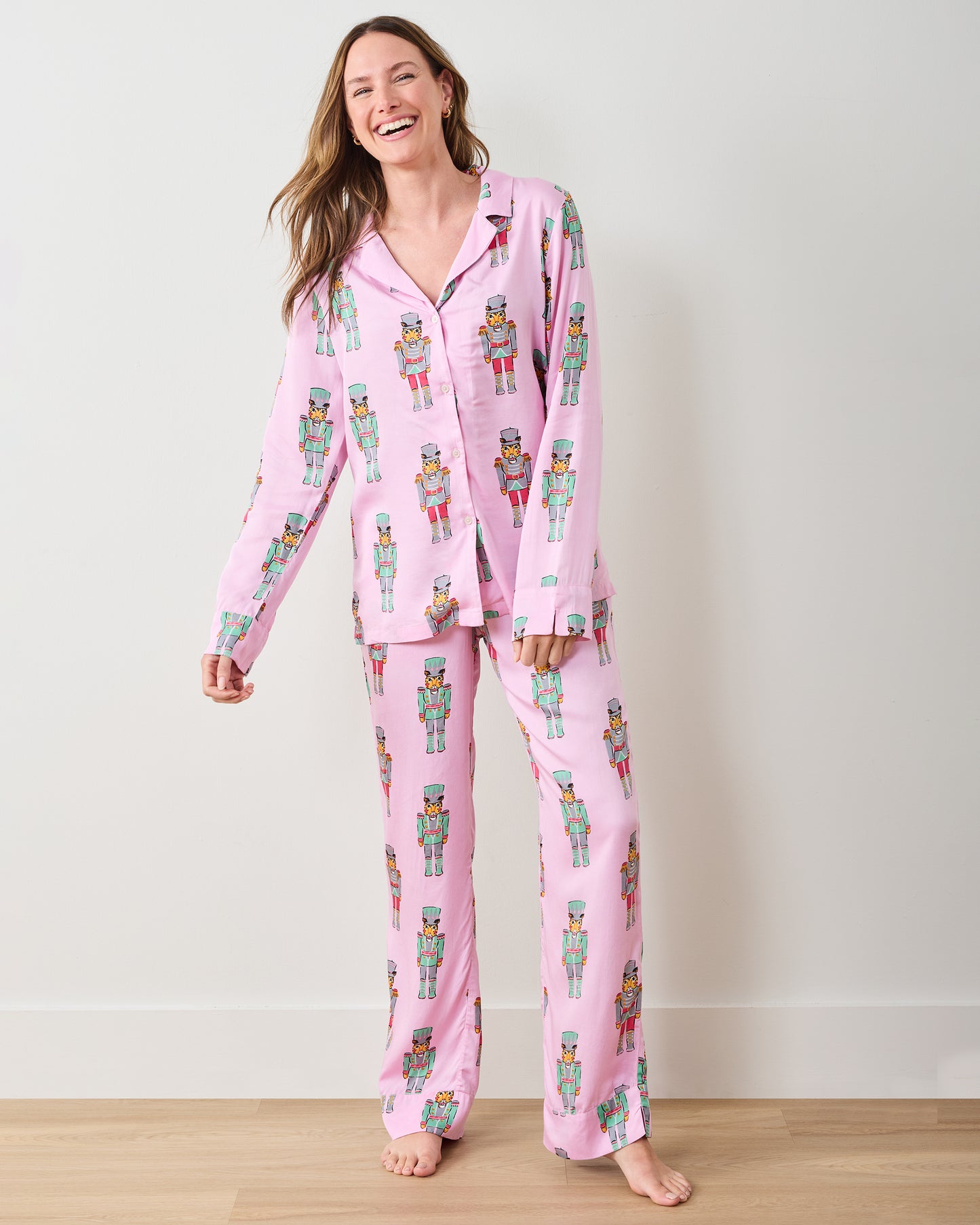 Leopard Nutcrackers - Eco Satin Chelsea Set - Pink Candy Cane