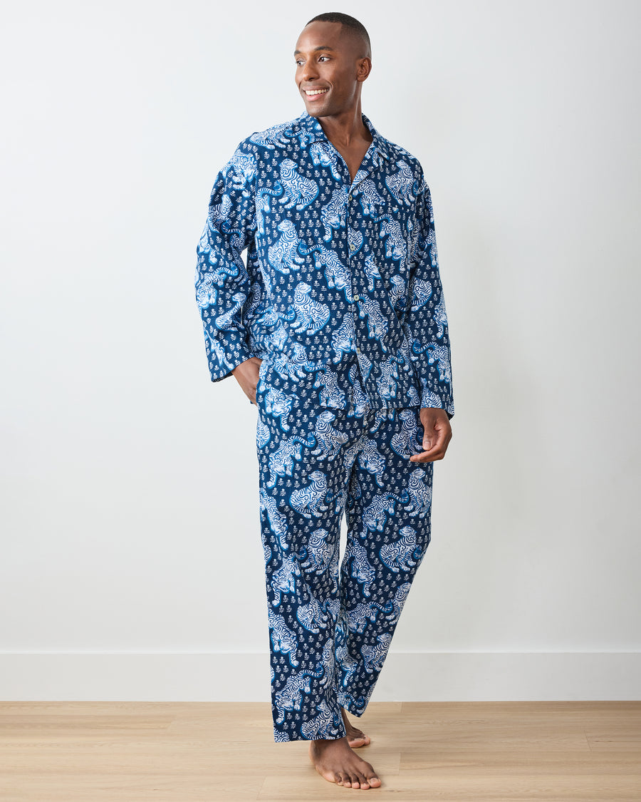 Tiger Queen - Men's Lightweight Flannel Long PJ Set - Indigo