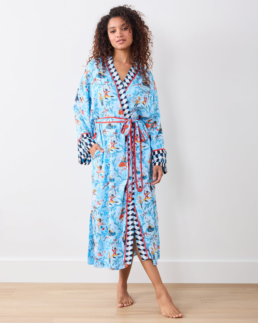 Nutcracker Dreams - Eco Satin Robe - Blue Slipper - Printfresh