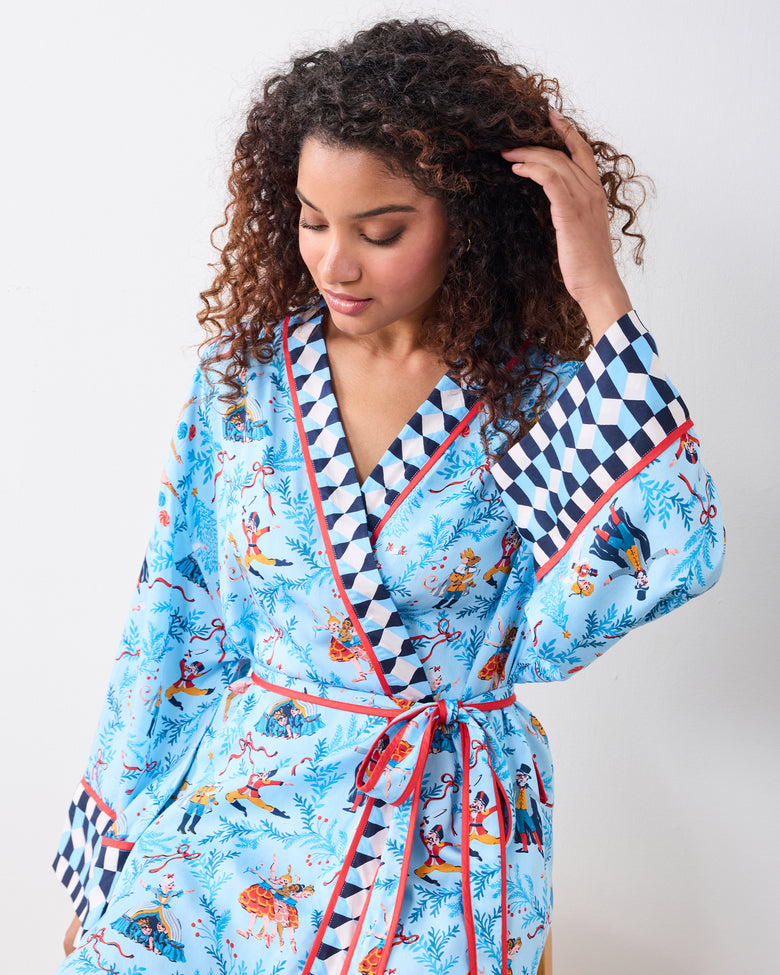 Nutcracker Dreams - Eco Satin Robe - Blue Slipper - Printfresh