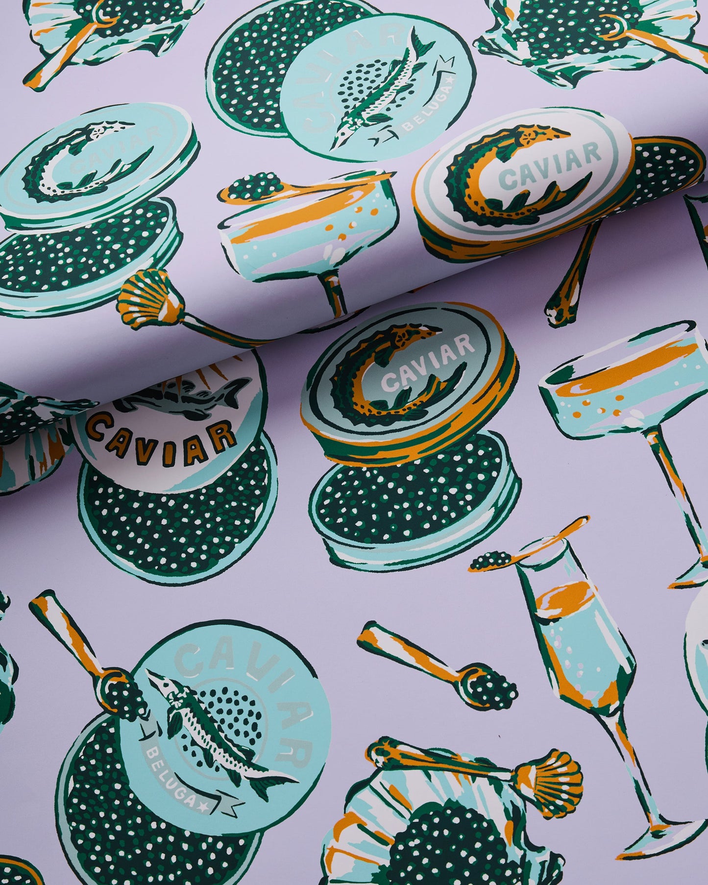 Champagne & Caviar - Peel & Stick Wallpaper - Lavender - Printfresh