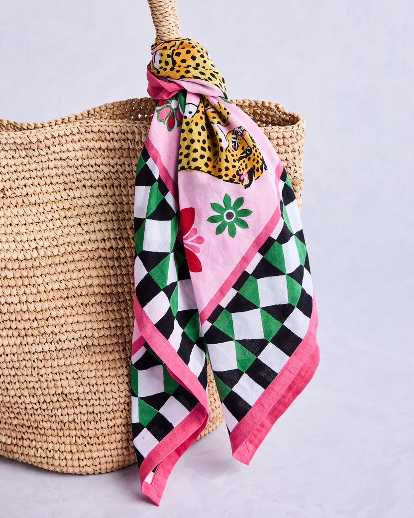 Bagheera Kaleidoscope - Printed Bandana Scarf - Blush - Printfresh