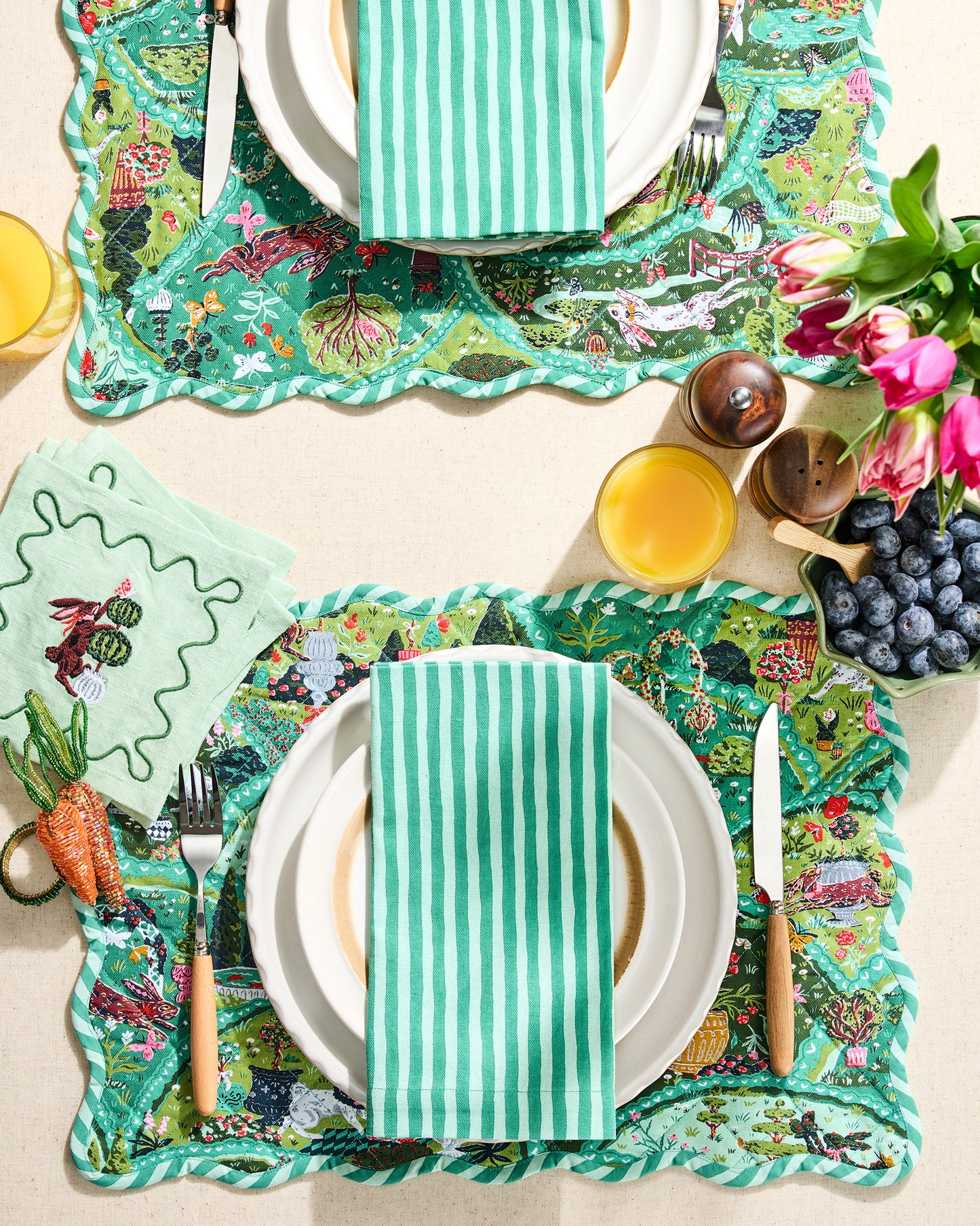 Painted Stripe - Print Napkins Set of 4 - Sage - Printfresh
