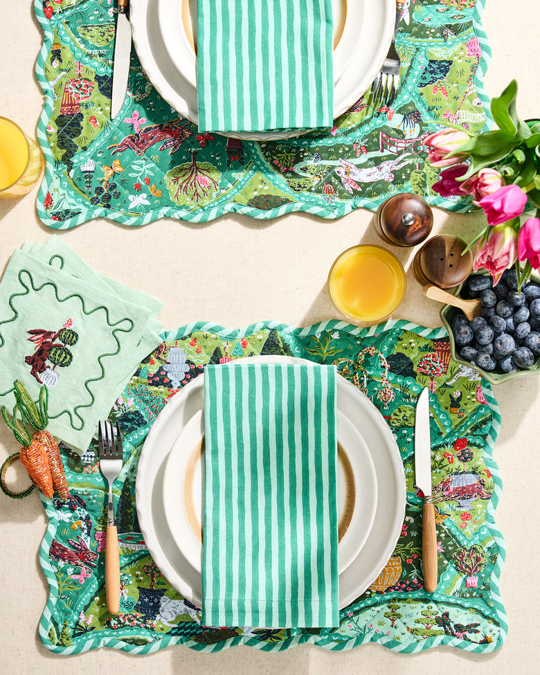 Painted Stripe - Print Napkins Set of 4 - Sage - Printfresh