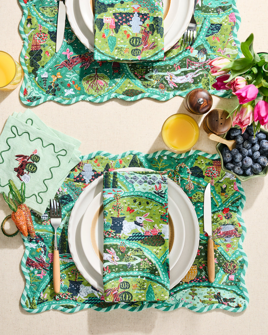 Rabbit Wonderland - Dinner Napkins Set of 4 - Sage - Printfresh