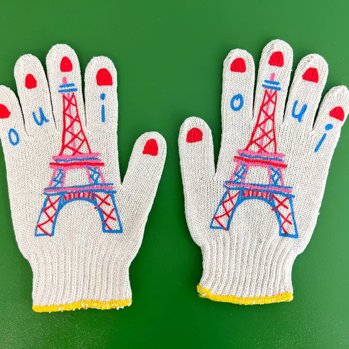 Red Combo - Parisienne Eiffel Tower Gardening Gloves - My Little Belleville - Printfresh