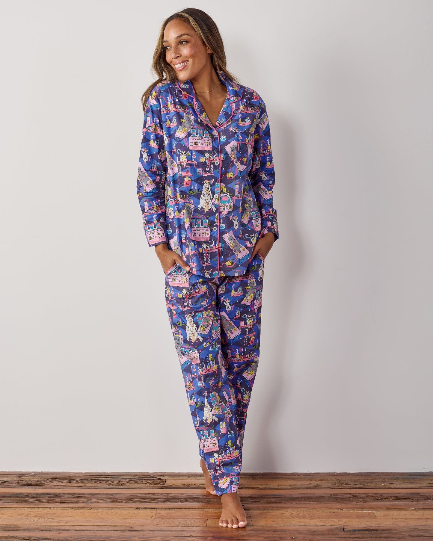 It's Alive - Long PJ Set - Checkered Sapphire