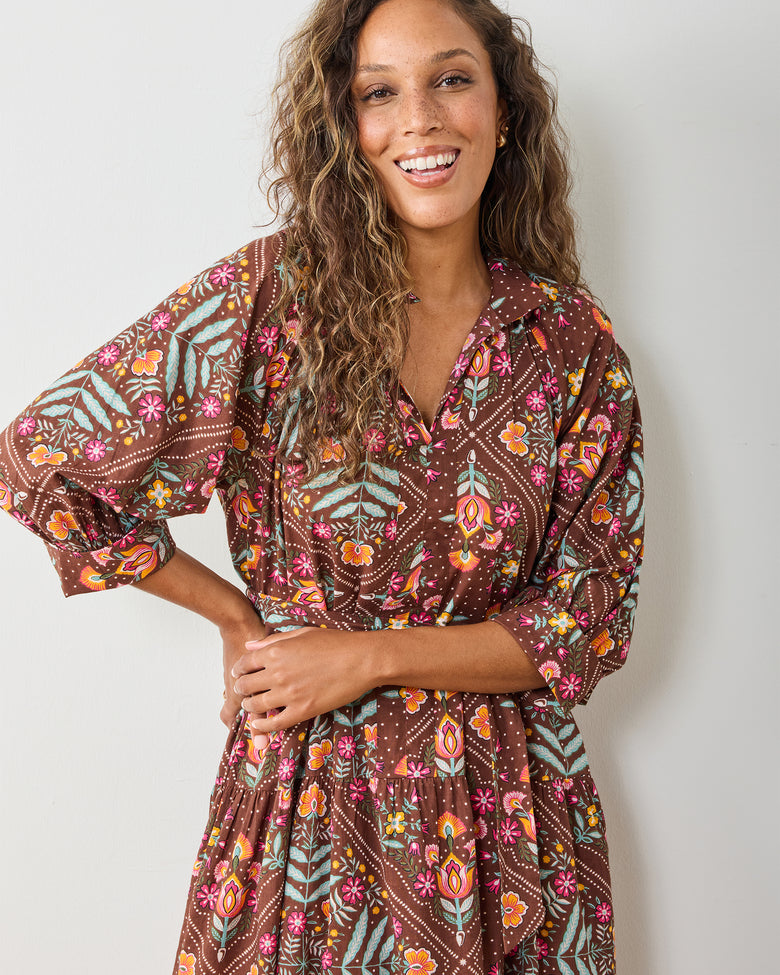 brown bandana patti dress Patti Embroidered Mini Dress