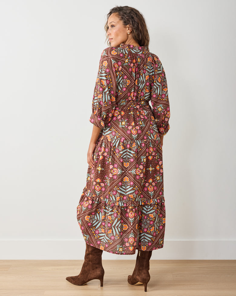 bandana dress brown Bandana Print Midi Dress