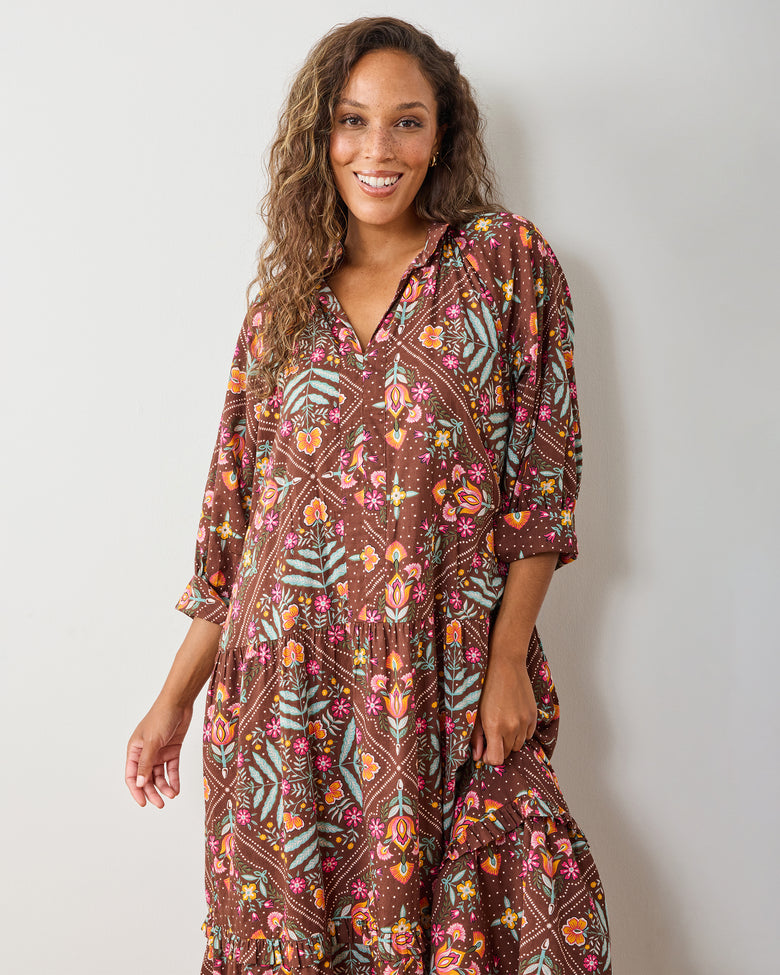 brown bandana print dress ERA DRESS BANDANA
