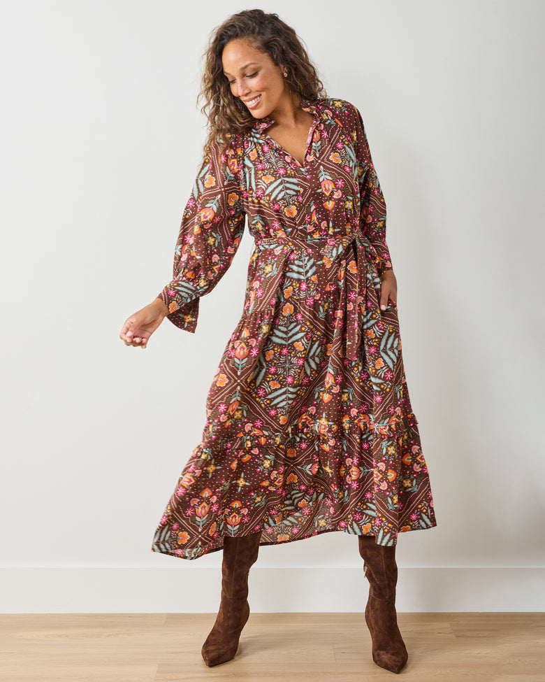 bandana dress Organic Cotton Long Sleeve Maxi Dress in Floral Bandana | Women's M