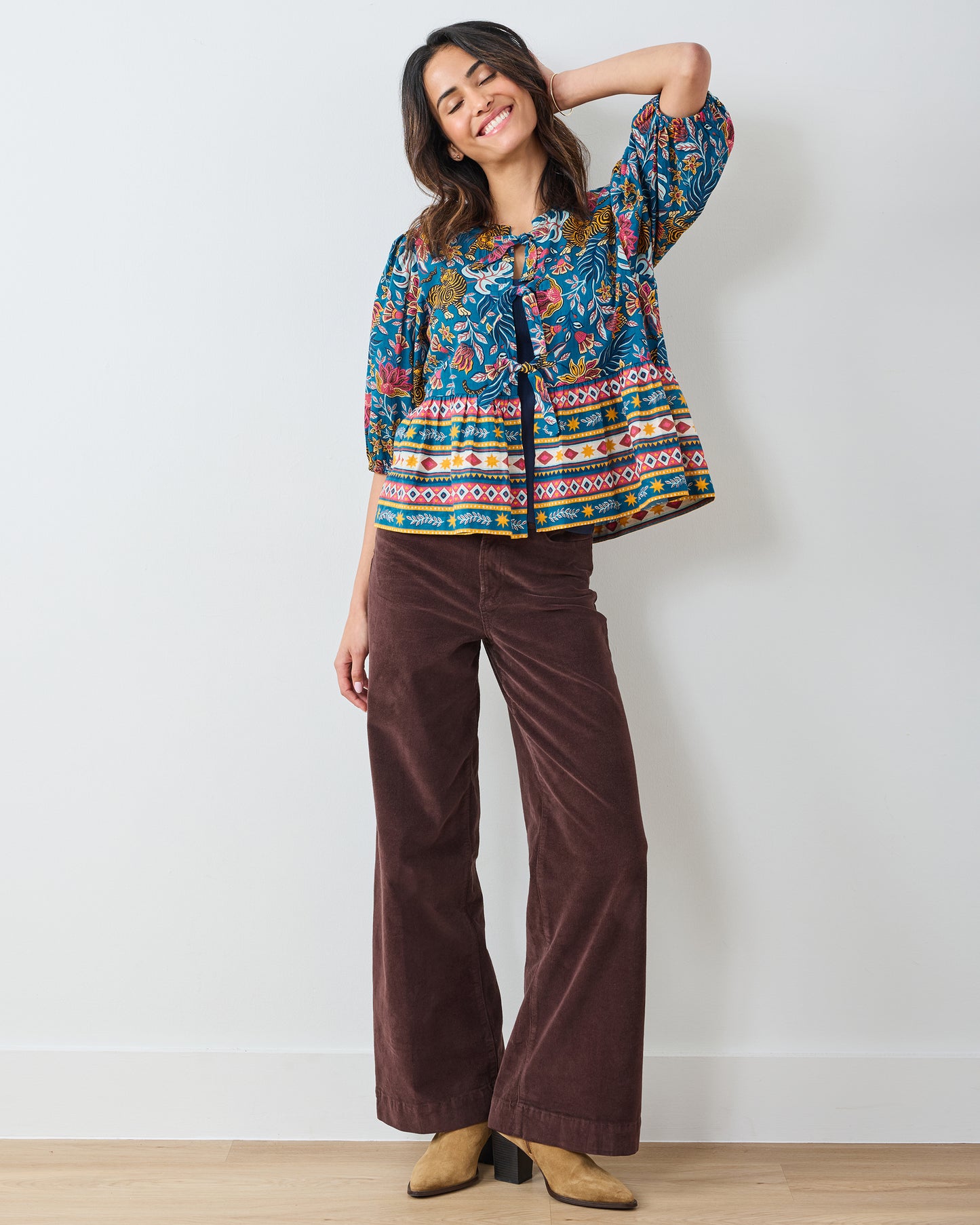 Tibetan Tigress - Annabelle Blouse - Blue Ridge - Printfresh
