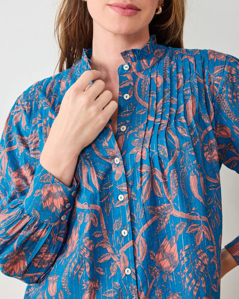 Etched Vine - On A Whim Blouse - Turquoise Blush – Printfresh