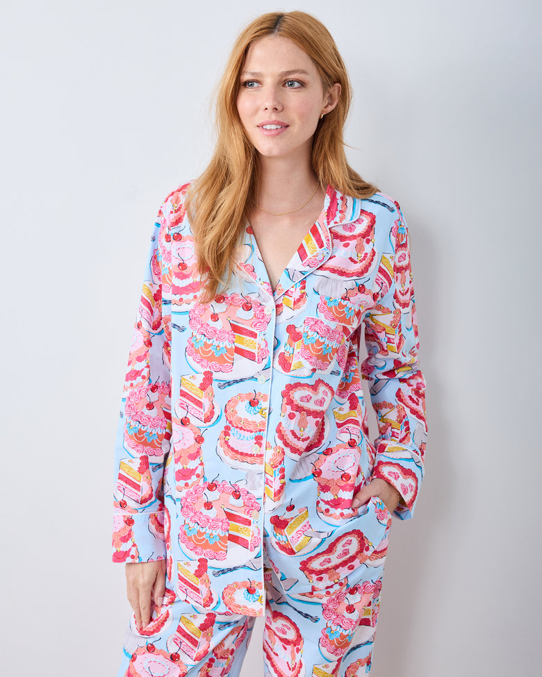 Vintage Cakes - Petite Long PJ Set - Blue Buttercream - Printfresh