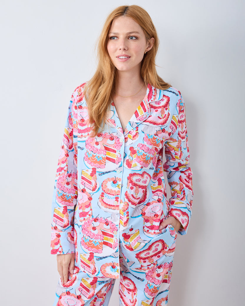 Vintage Cakes - Petite Long PJ Set - Blue Buttercream - Printfresh